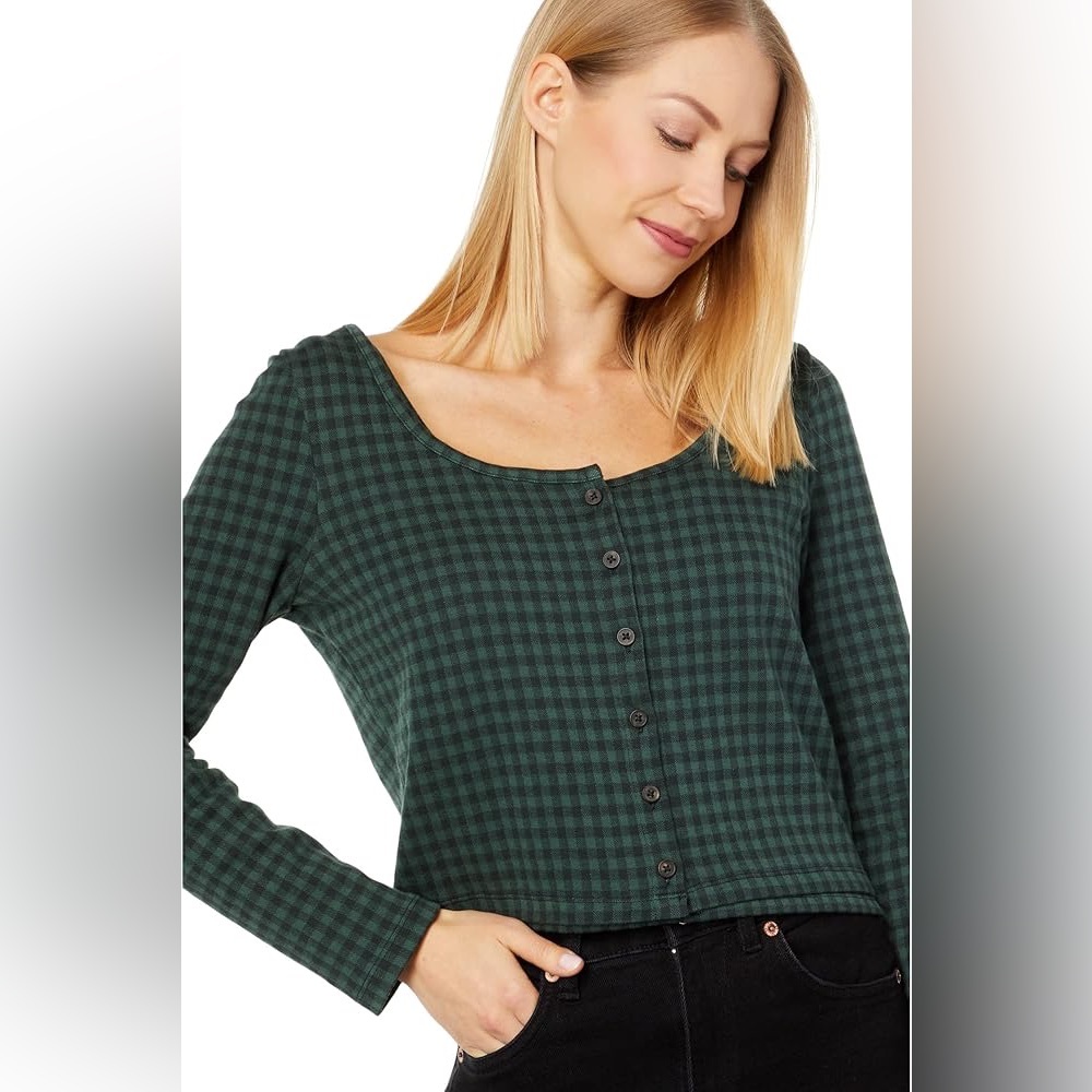 Madewell Pepper Cropped Cardigan in Birdseye Check/Gingham Pattern • Size XS
